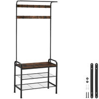 GARDEROBENSTÄNDER Wichita, inklusive Kippschutz, 73,5 x 36 x 184 cm, Industrial Holz dunkel, rustikal - Rostfarben, Textil (36/184/73.5cm) - tectake