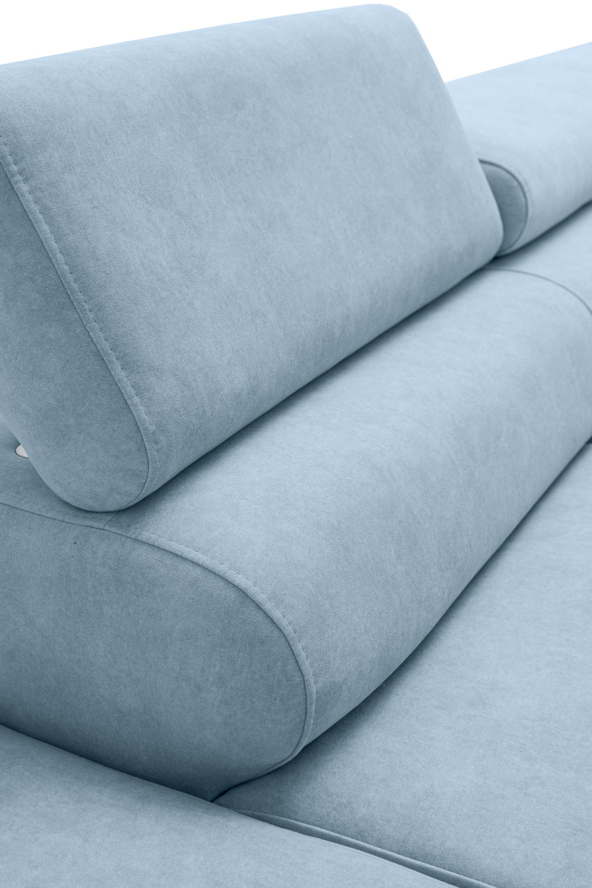 ECKSOFA PRIAM L Rechts mit Schlaffunktion 125x195 Velours Hellblau - Schwarz/Hellblau, Holz/Textil (203/275cm) - Muffo