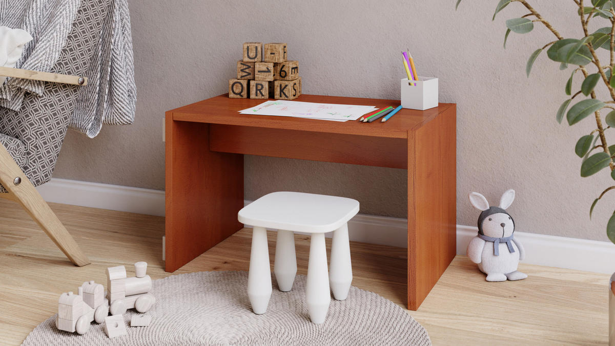 BEISTELLTISCH Rechteckig Kirschbaum mit Ablage und Rollen - Kirschbaumfarben, Holzwerkstoff (40/40/66cm) - designimpex