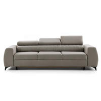 3-SITZER Sofa PIERO mit Schlaffunktion 125x195 Velours Beige - Beige/Schwarz, Holz/Textil (260/90/100cm) - Muffo