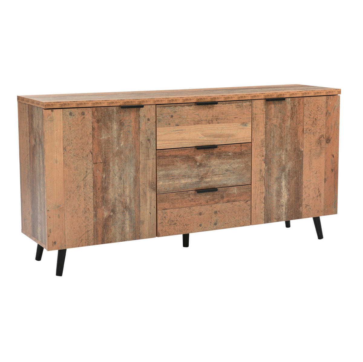 TV-LOWBOARD aus Spanplatte 140x35x70 cm Antikbraun mit 3 Schubladen und verstellbaren Regalen - Braun, Holzwerkstoff (140/70/35cm) - IVMEU