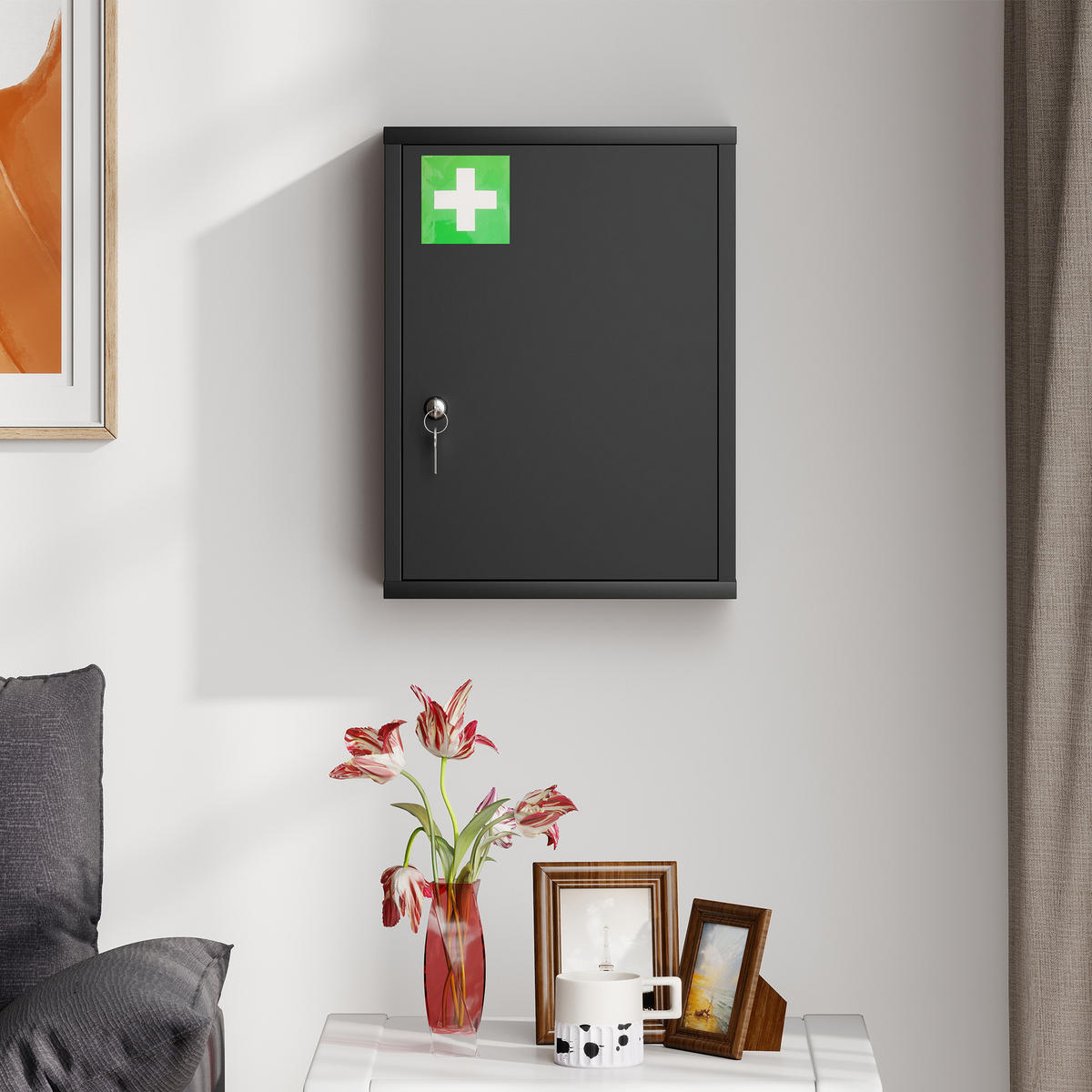 MEDIZINSCHRANK DE-09646 Schwarz - Schwarz, Metall (40/53.5/15cm) - ComfortXL