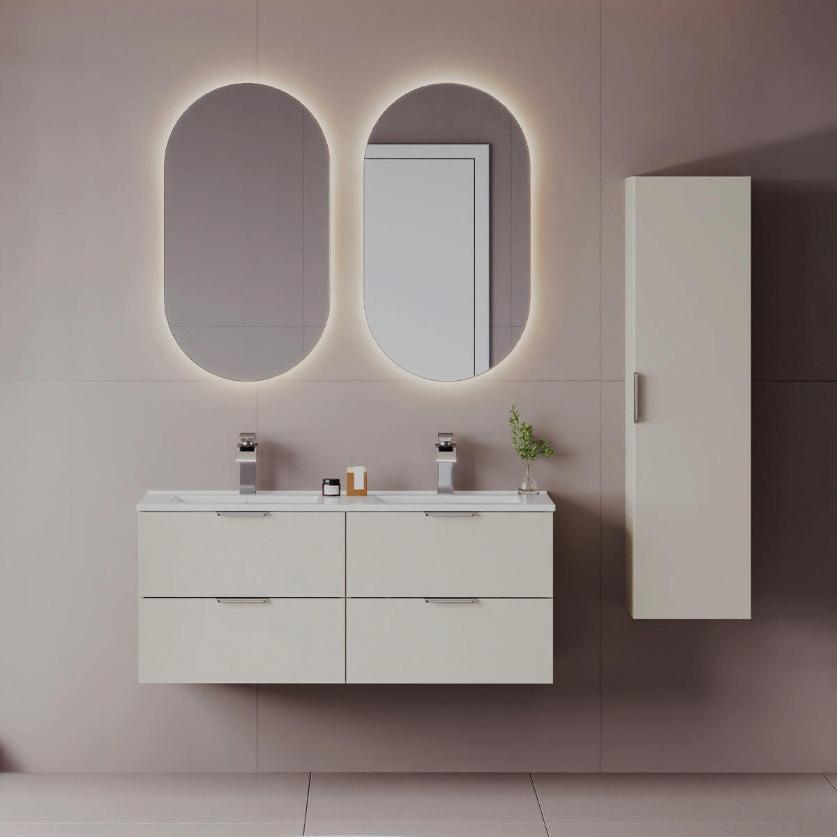 KOUPELNOVÝ NÁBYTEK 120cm Astrid 2er-Set Kašmír - kašmírová, kompozitní dřevo (120/50/45.8cm) - Petits-meubles