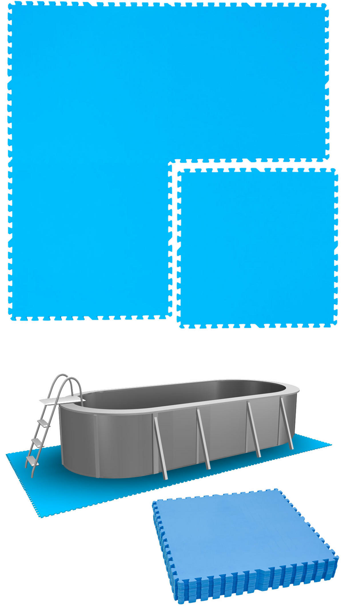 POOLMATTEN 7,6m² 12 EVA Matten 81 cm Blau - Blau, Kunststoff (81/81cm) - eyepower