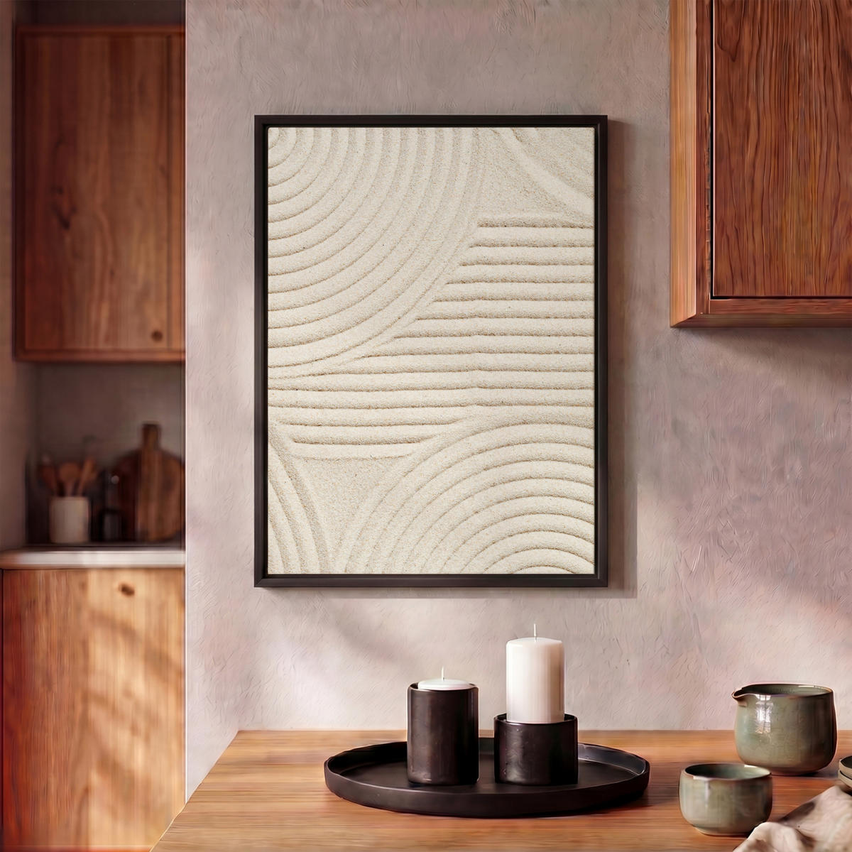 LEINWAND Bilder mit Rahmen - Muster - Abstrakt - Weiß - 30x40 - Beige, Textil (30/40cm) - MuchoWow
