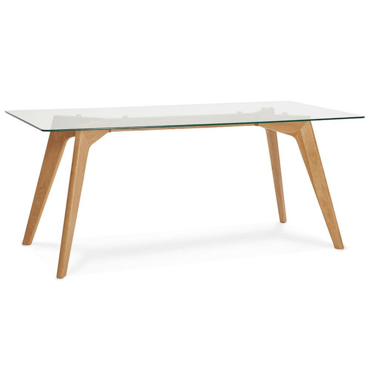 ESSTISCH – Glas Eiche 180x90 cm Transparent Modern - Transparent/Beige, Glas/Eichenholz (90/180/75cm) - KADIMA DESIGN