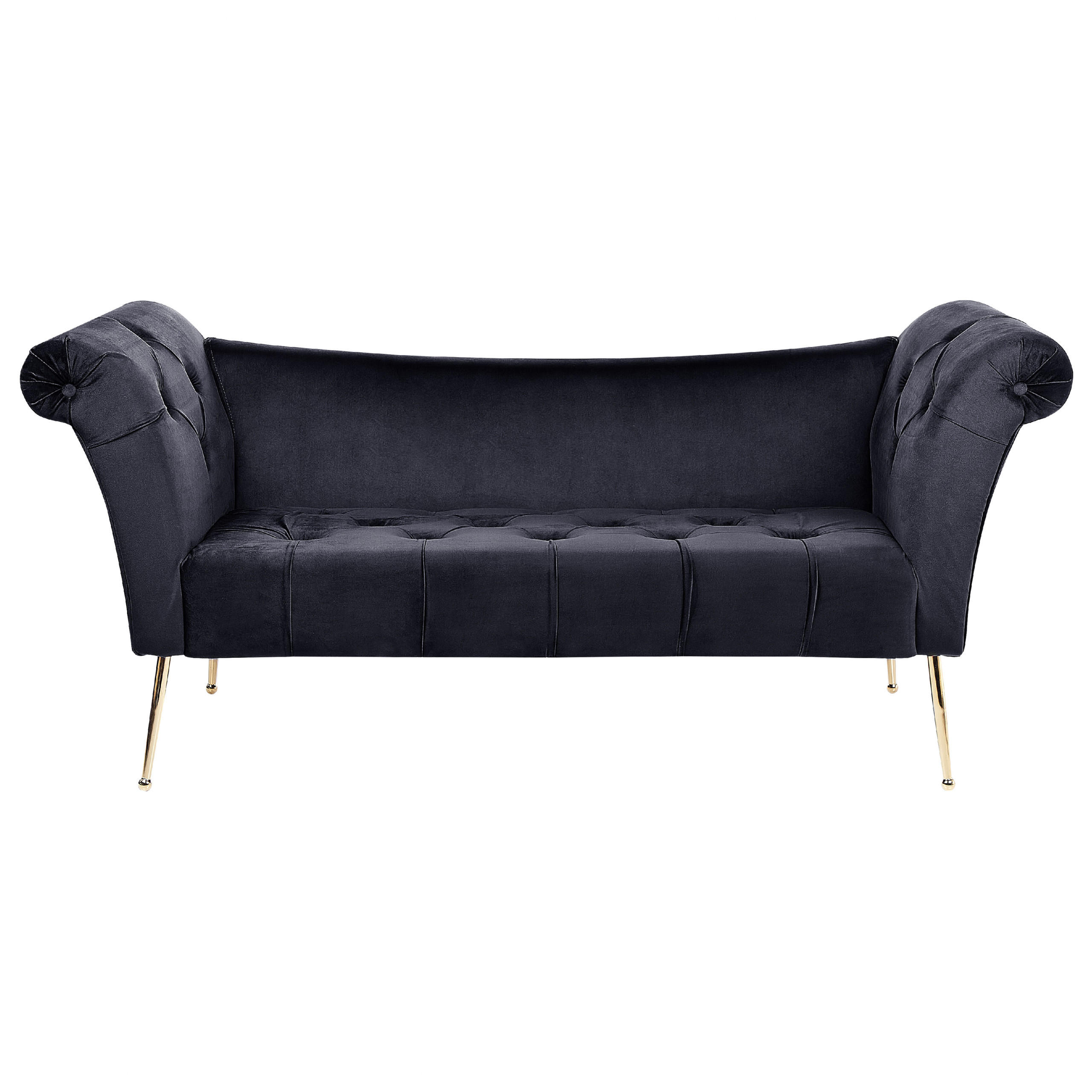 CHAISELONGUE Samtstoffschwarz/gold Nantilly - Goldfarben/Schwarz, Textil (175/76/70cm) - Beliani