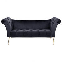 CHAISELONGUE Samtstoffschwarz/gold Nantilly - Goldfarben/Schwarz, Textil (175/76/70cm) - Beliani