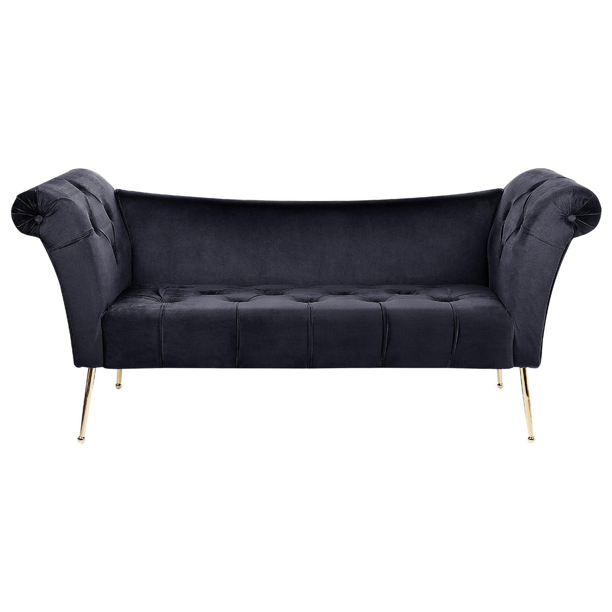 CHAISELONGUE Samtstoffschwarz/gold Nantilly - Goldfarben/Schwarz, Textil (175/76/70cm) - Beliani