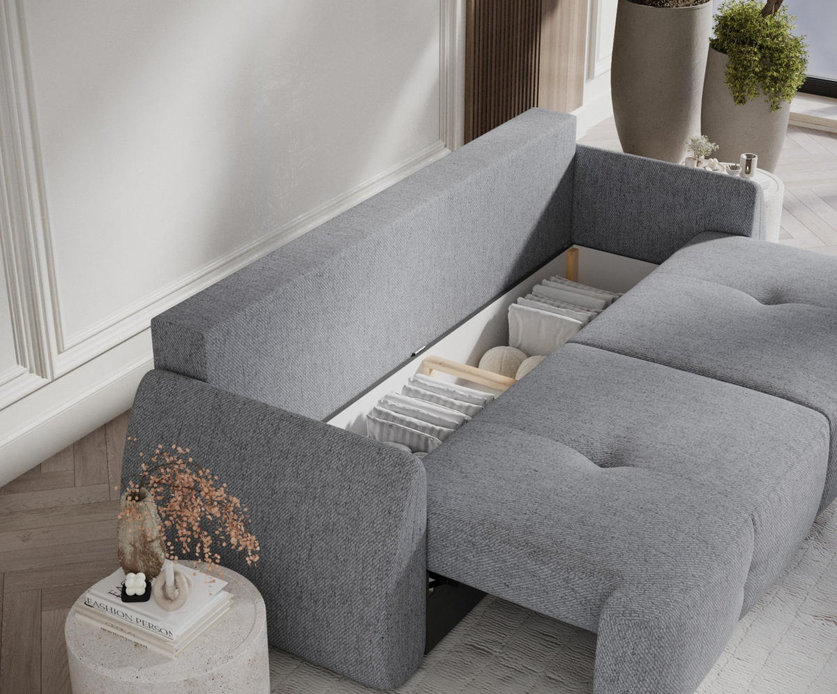 SCHLAFSOFA Loca Grau Webstoff - Schwarz/Grau, Holz/Holzwerkstoff (248/92/103cm) - Maison de Reve