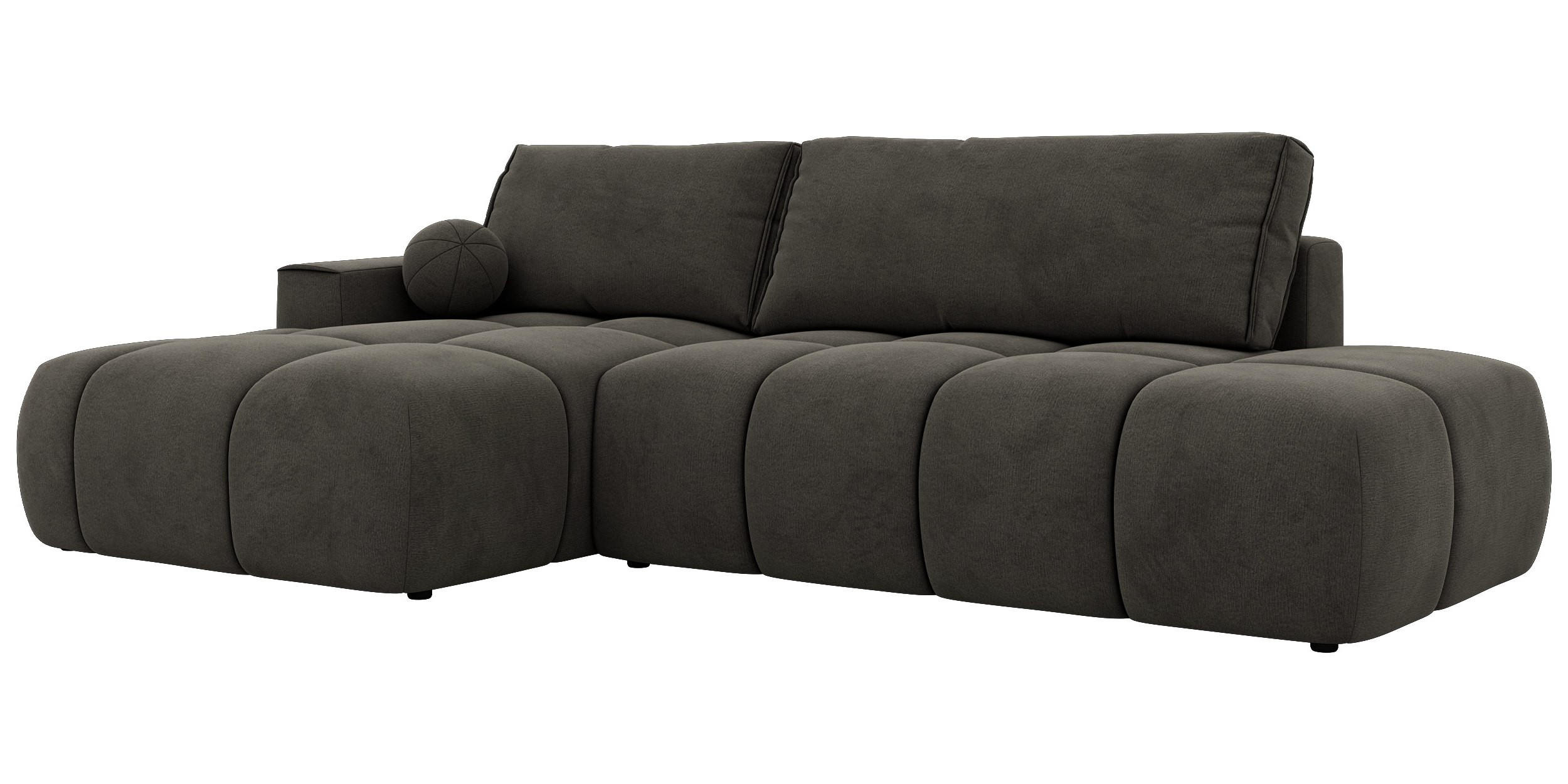 ROHOVÁ SEDAČKA LORAN L Tmavě šedá Samet - Vlevo - černá/tmavě šedá, textil/plast (170/292cm) - MKS