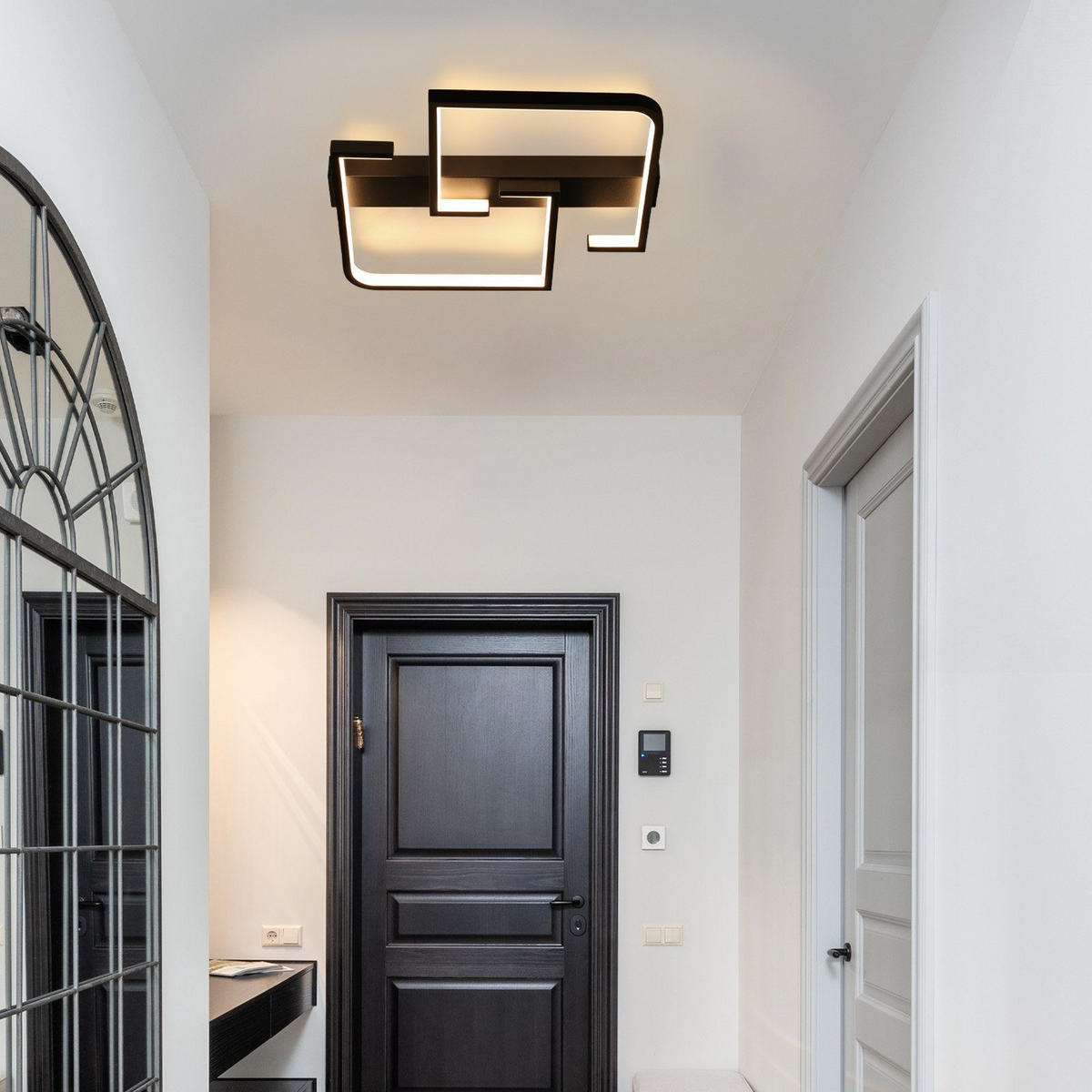 LED-DECKENLEUCHTE Amalfrieda 30/25/5 cm - Schwarz, Metall (30/25/5cm) - Nettlife