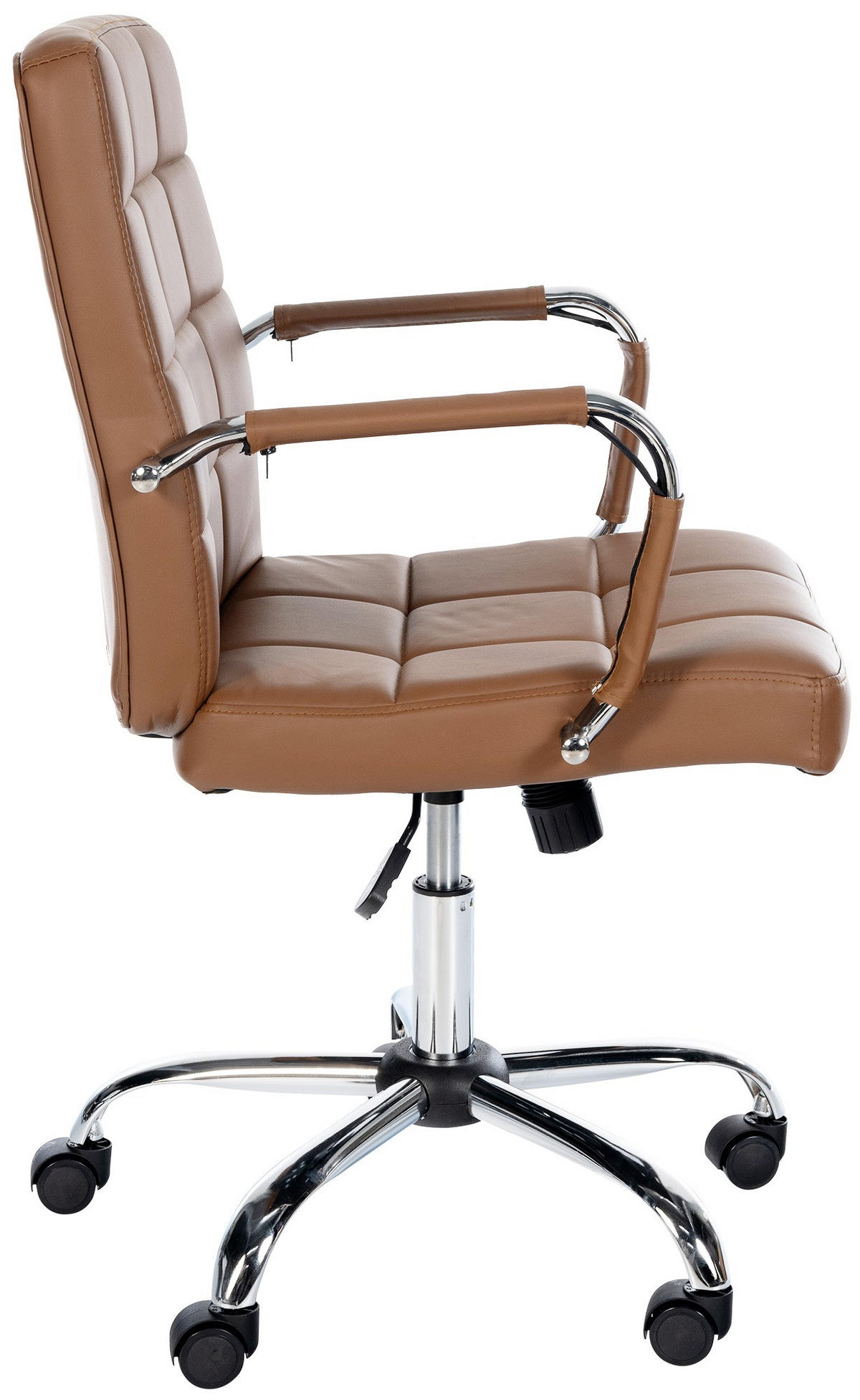 DREHSTUHL Lederlook hellbraun - Chromfarben/Hellbraun, Textil/Metall (58/92/62cm) - CLP