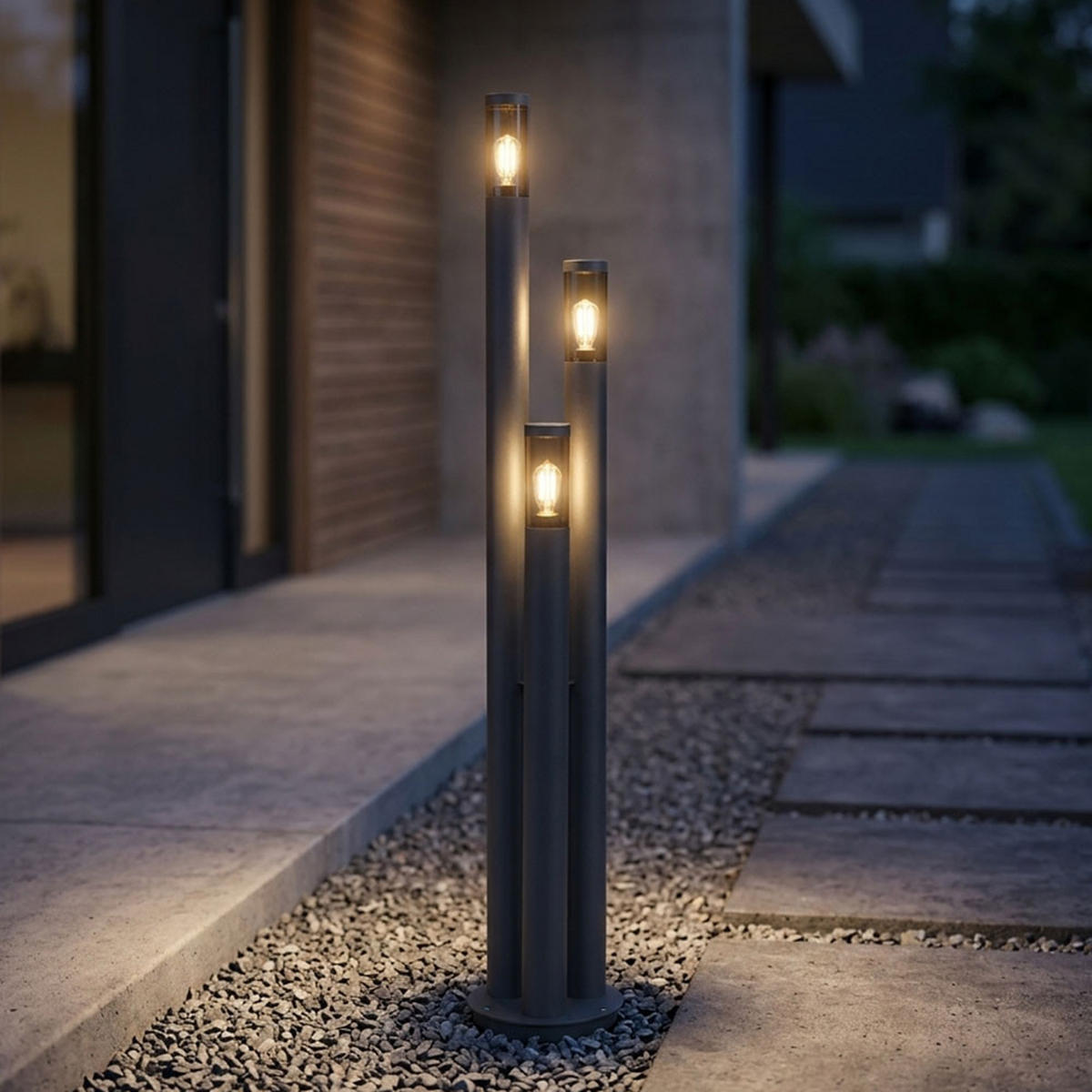 LED STEHLEUCHTE Edelstahl Anthrazit Rauchglas - Anthrazit, Metall (28/28/170cm) - Globo Lighting