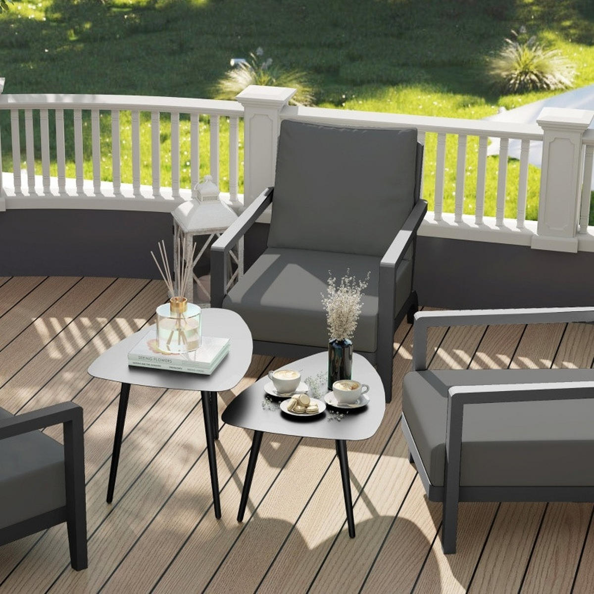 SADA odkládacích stolků 65/45/45 a 65/45/35 cm černá z oceli se stohovatelným designem - černá, kov (65/45/45cm) - OKWISH