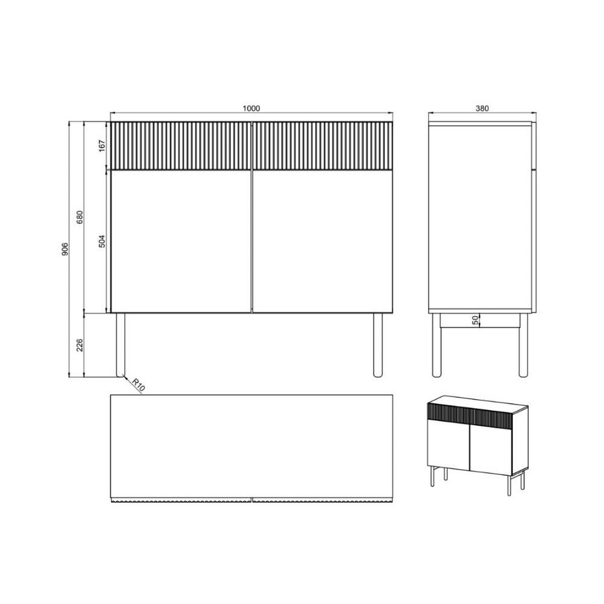 KOMODA Nolie dekor duba 100 cm - farba duba, drevo/kompozitné drevo (100/90.6/38cm) - Selsey