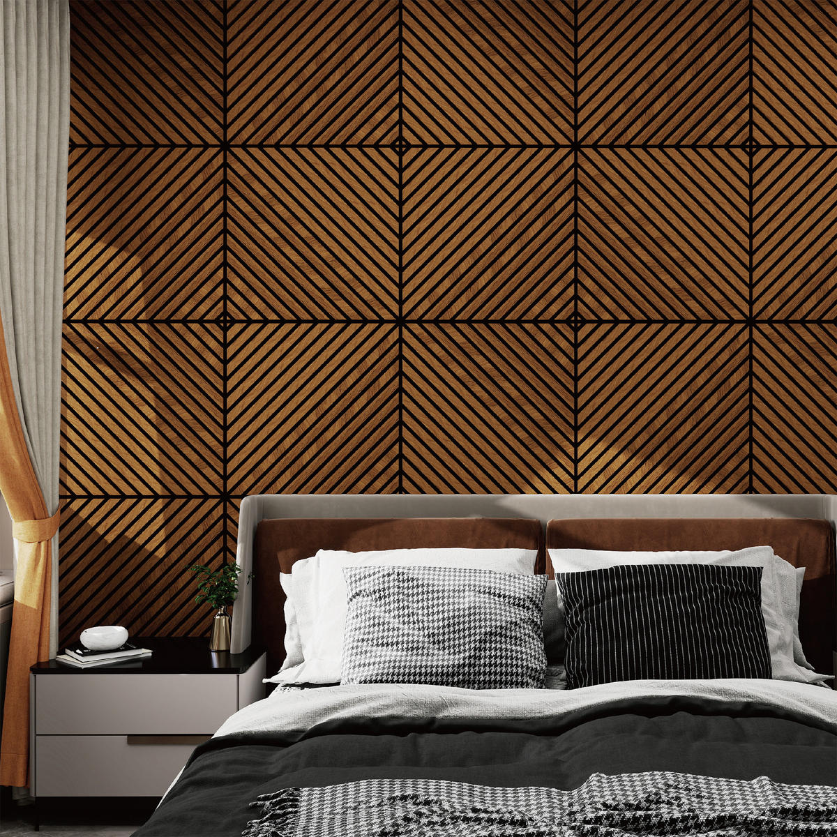 AKUSTICKÝ SET STĚNOVÝCH PANELŮ Vang 12 KS II - teaková, kompozitní dřevo/plast (60/60/2.1cm) - NEU.HOLZ