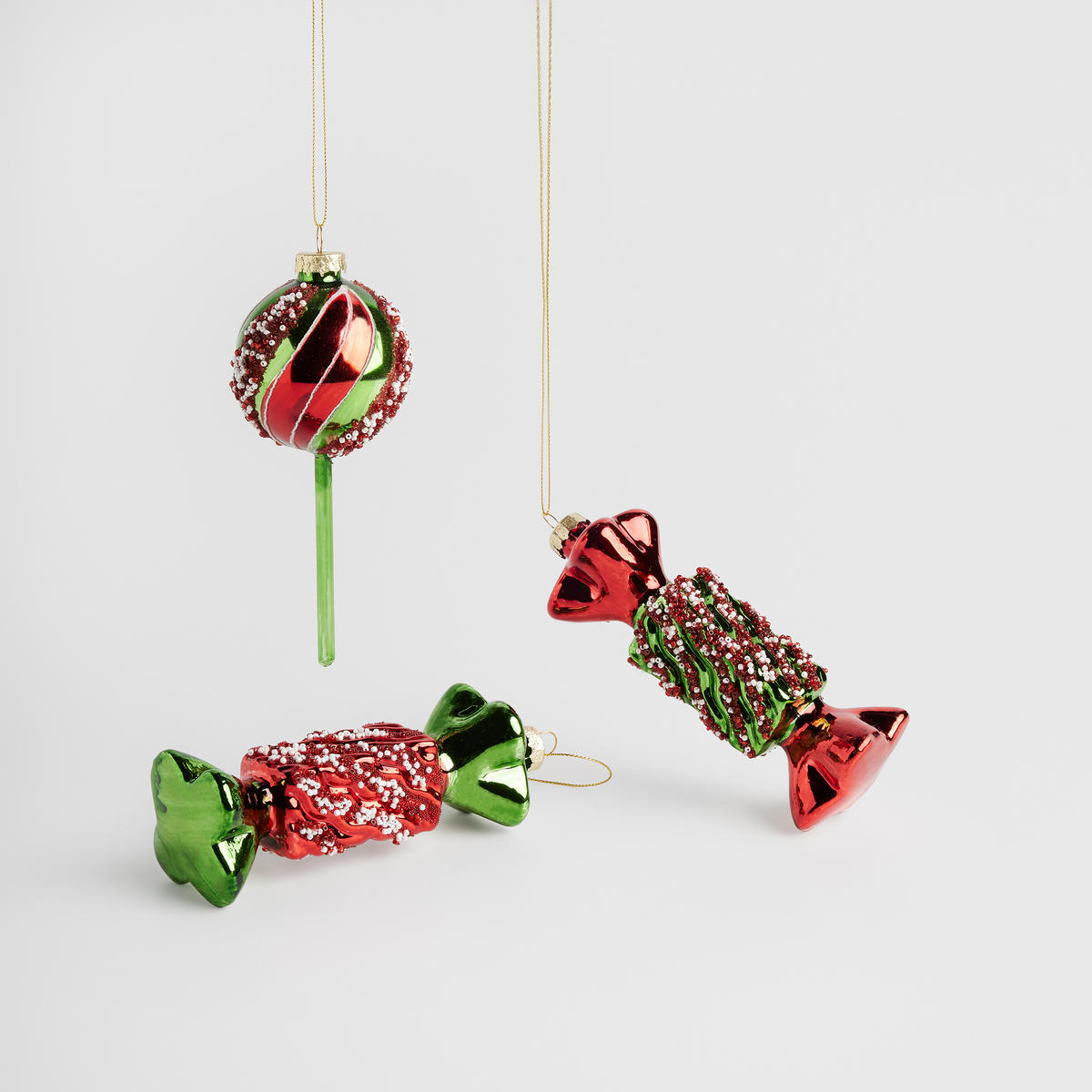 GLASKUGEL Xmascandy, Rot, 14.8 x 4.5 x 6 cm, Dekorative Weihnachtsdeko - Rot, Glas (4.5/14.8/6cm) - home&you