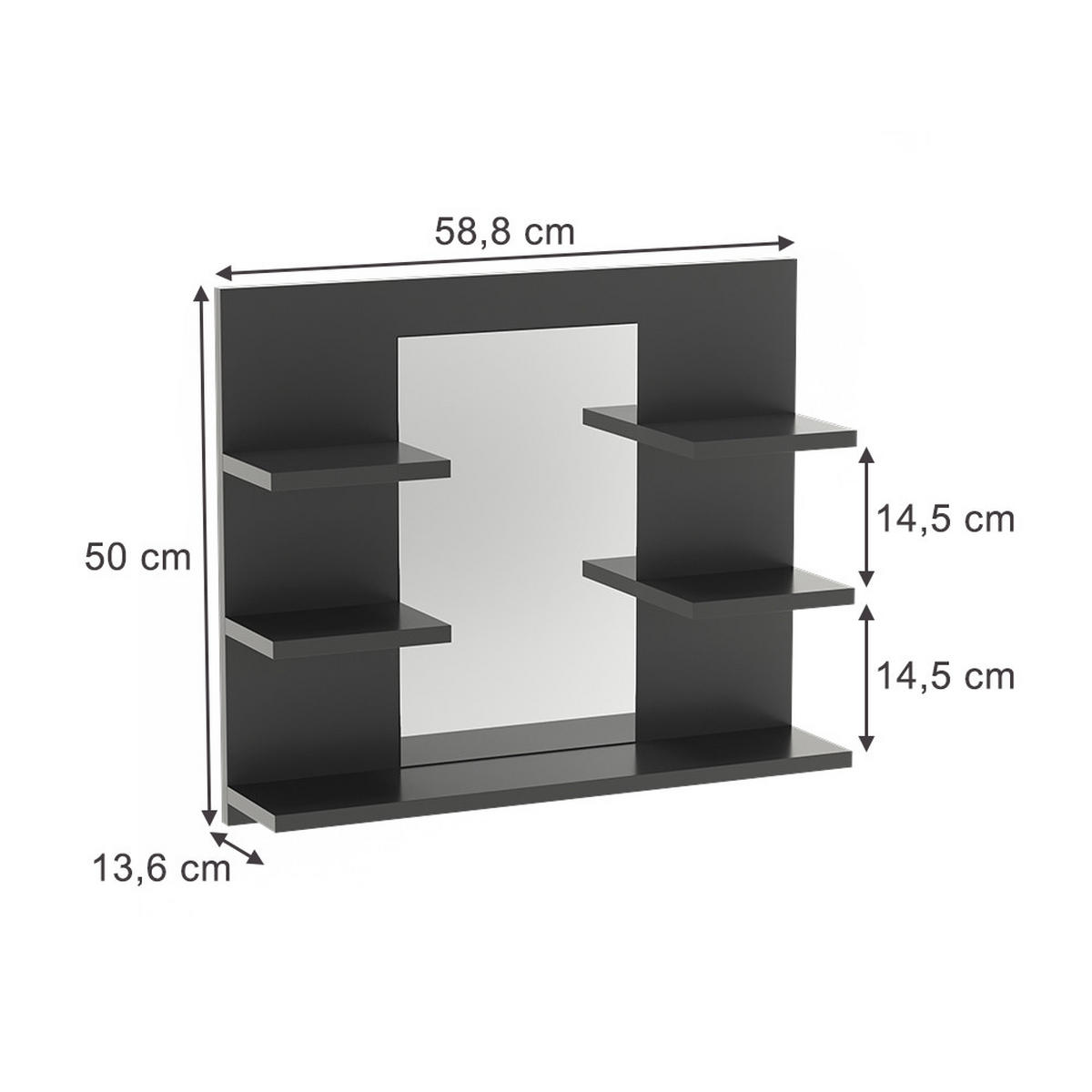 KOUPELNOVÁ ZRCADLOVÁ SKŘÍŇKA Wilbur Antracit - antracitová, kompozitní dřevo (58.8/50/13.6cm) - Vicco
