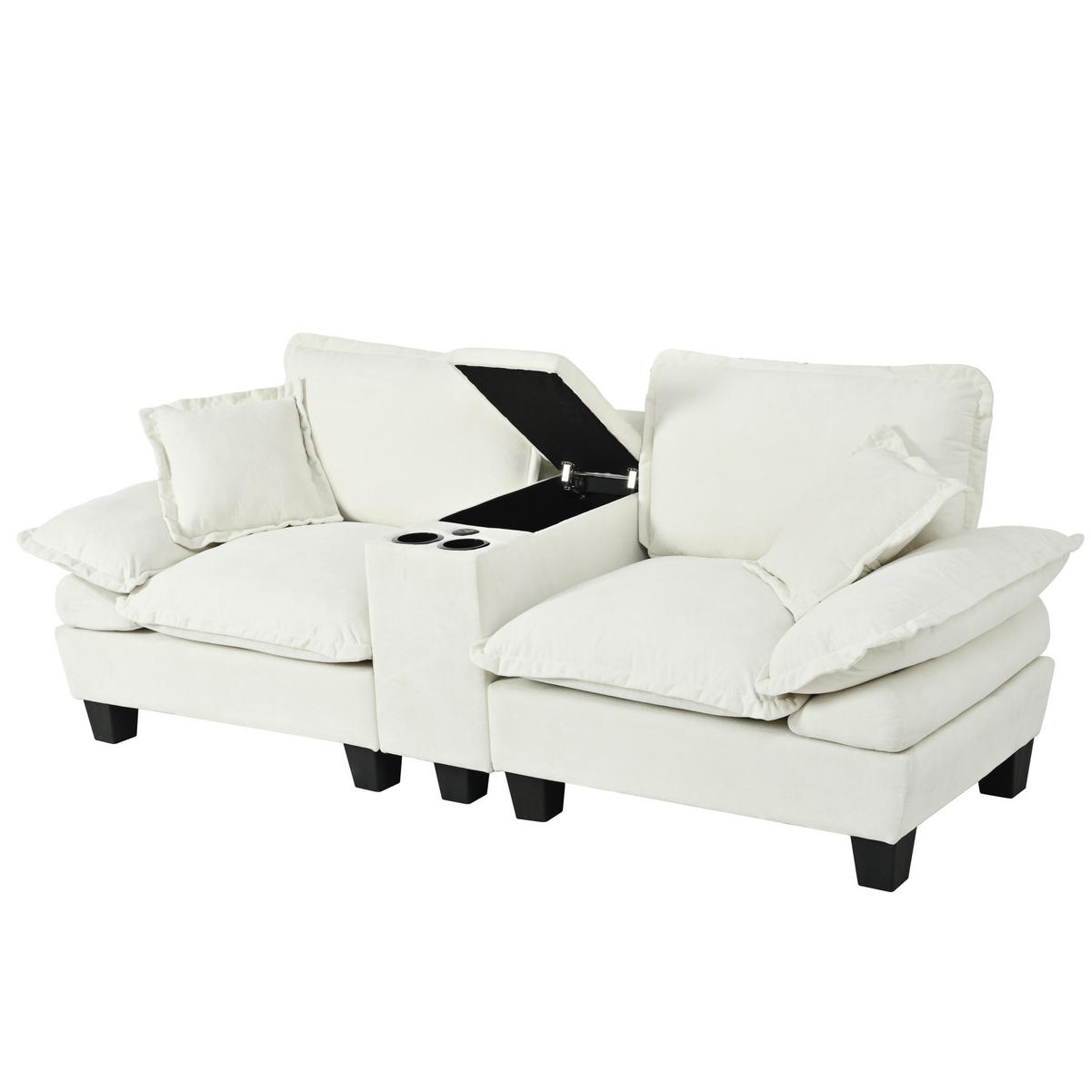 SOFA modular mit Ottomane 224 x 82 x 90 cm Chenille Beige - Beige, Holzwerkstoff (82/90/224cm) - Meubliv