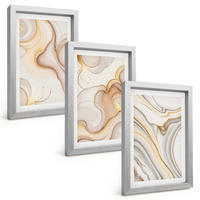 BILDER SET 3er Set - 20x30 cm Silberner Rahmen - Lineare abstrakte Motive - Silberfarben, Kunststoff (20/30cm) - TULUP