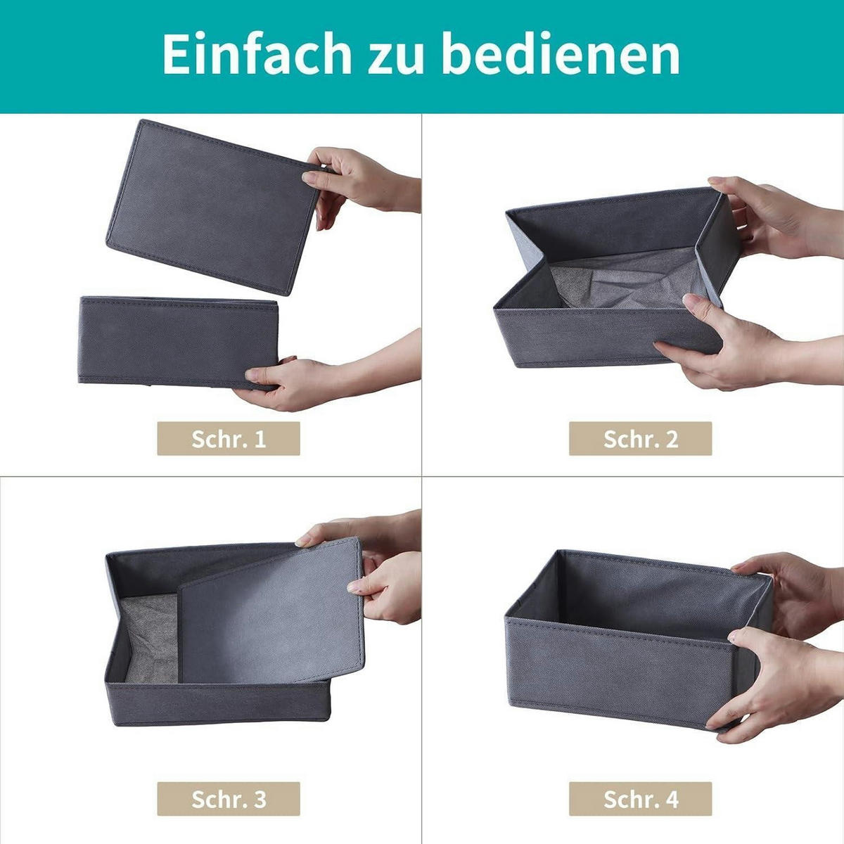 SCHUBLADEN Organizer 8er Set für PAX Kleiderschrank 100x58 cm Grau - Multicolor, Textil (26/11/32cm)