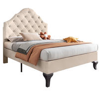 SAMT-POLSTERBETT 90/200 cm in Beige mit Lattenrost und höhenverstellbarem Kopfteil - Beige, Textil (90/200cm) - BEAOK