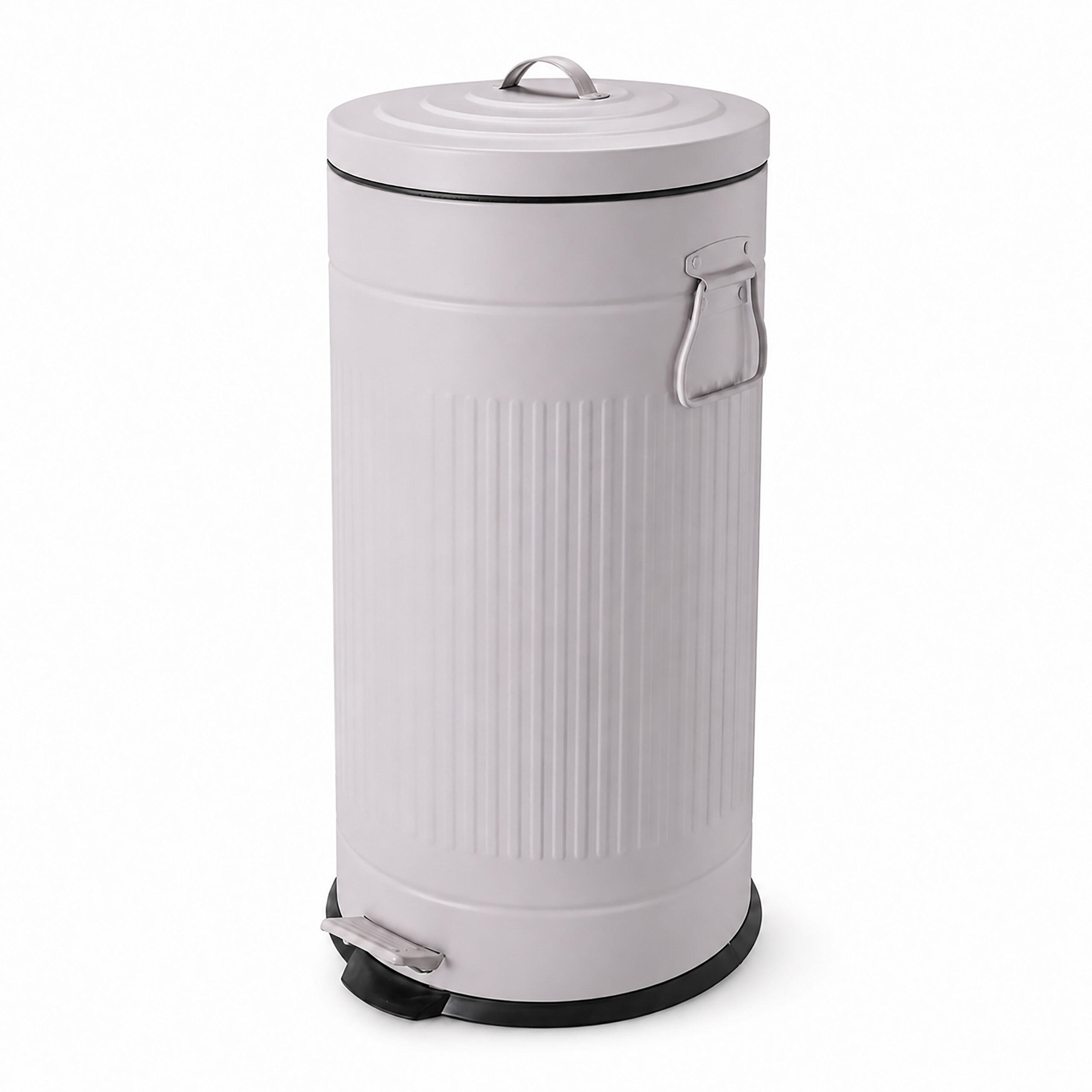 TRETEIMER Grau 30 l Soft-Close Metall - Grau, Kunststoff/Metall (29.5/67/29.5cm) - Relaxdays