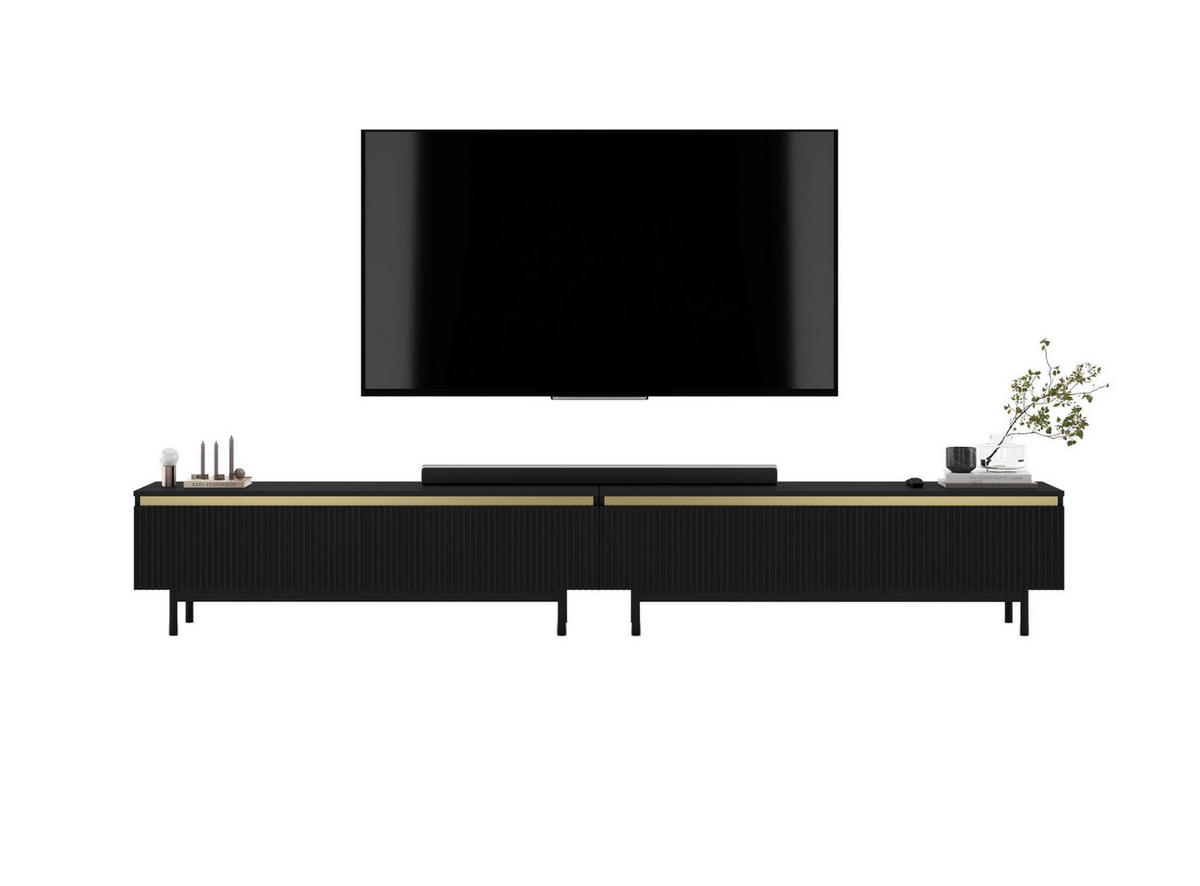 TV-LOWBOARD 2-er Set Selene Schwarz Matt mit Metallrahmen 140 cm - Schwarz, Holzwerkstoff/Metall (280/44/35cm) - Meble Lindner