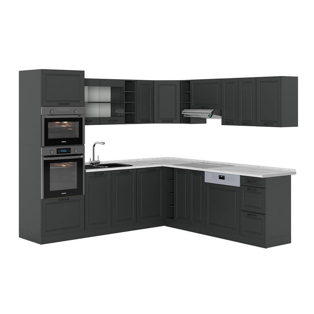 ROHOVÁ KUCHYŇ R-Line Antracitový venkovský dům/antracit - antracitová, kompozitní dřevo (247/81.6/60cm) - Vicco