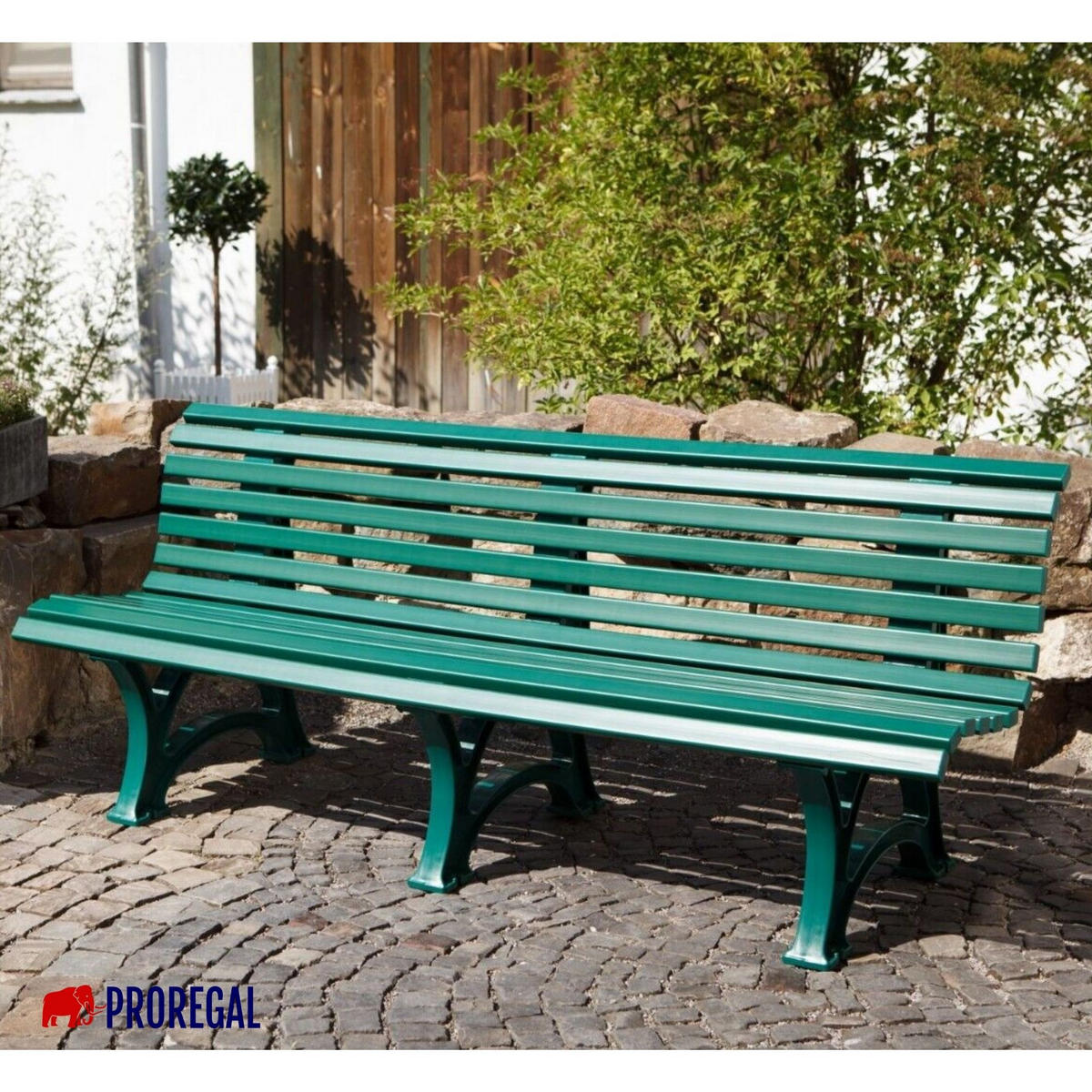 GARTENBANK Jamaika 4 Sitzer Grün 80 x 200 x 64 cm Witterungskunststoff & UV Beständiger Kunststoff - Grün, Kunststoff (200/80/64cm) - PROREGAL