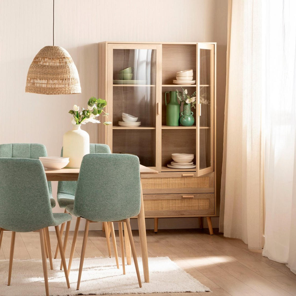 VITRINENSCHRANK DOPPELTER Tahiti Natürlich 100 cm x 170 cm - Naturfarben, Holzwerkstoff (100/170/40cm) - Klast Home