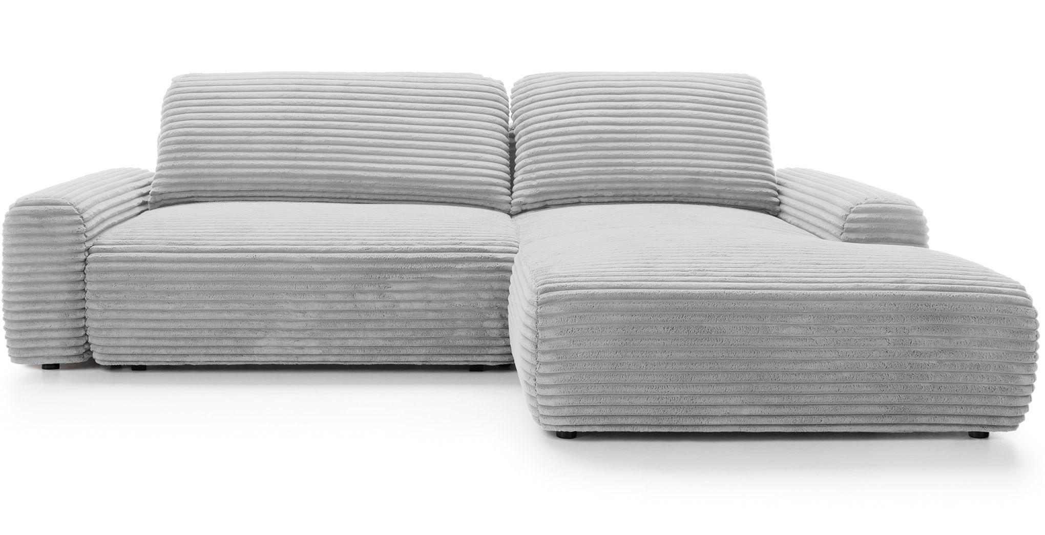 ECKSOFA 260 cm Cantara mit Cordstoff, Bettkasten, Rechts, Grau - Grau, Holz (162/264cm) - Emporius