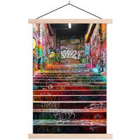 POSTER Treppe - Graffiti - Farben - Kunst 40x60 cm - Multicolor, Textil (40/60/0.15cm) - MuchoWow