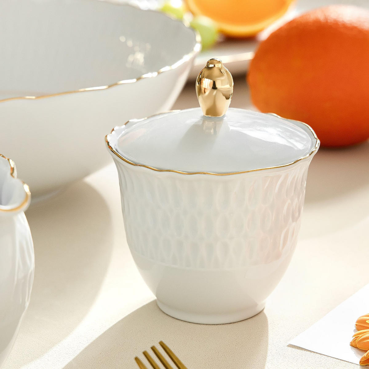 ZUCKERDOSE CMIELOW SOFIA aus Porzellan - Weiß, Keramik (8/12cm) - KONSIMO®