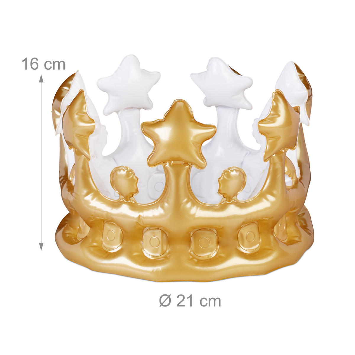 AUFBLASBARE Krone - Goldfarben, Kunststoff (21/16/21cm) - Relaxdays