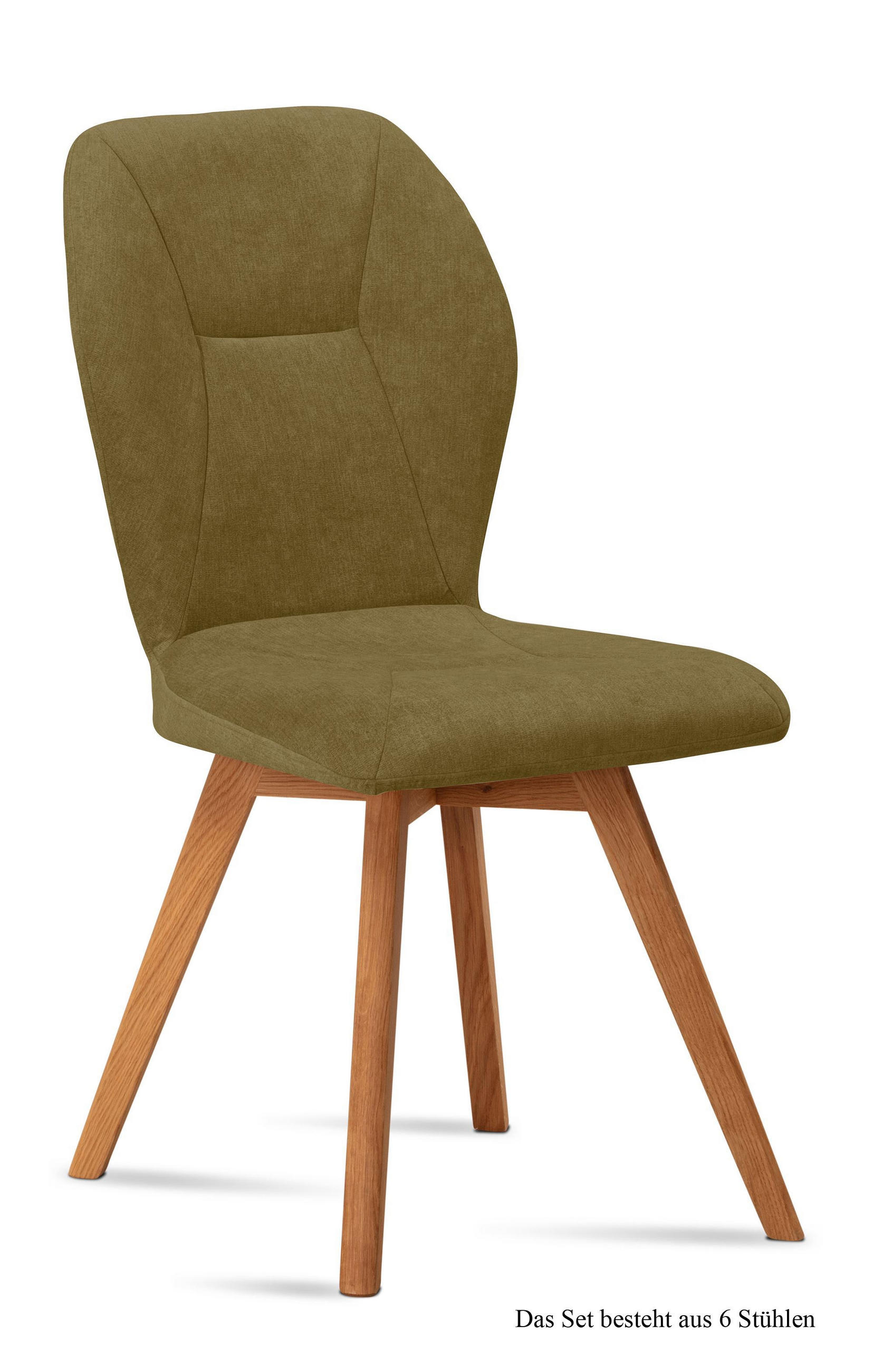 ESSZIMMERSTUHL (6er-Set) Donia 51x92x60 Eiche geölt/Olivgrün - Eichefarben/Olivgrün, Kunststoff (60/92/51cm) - 58aufmkessel