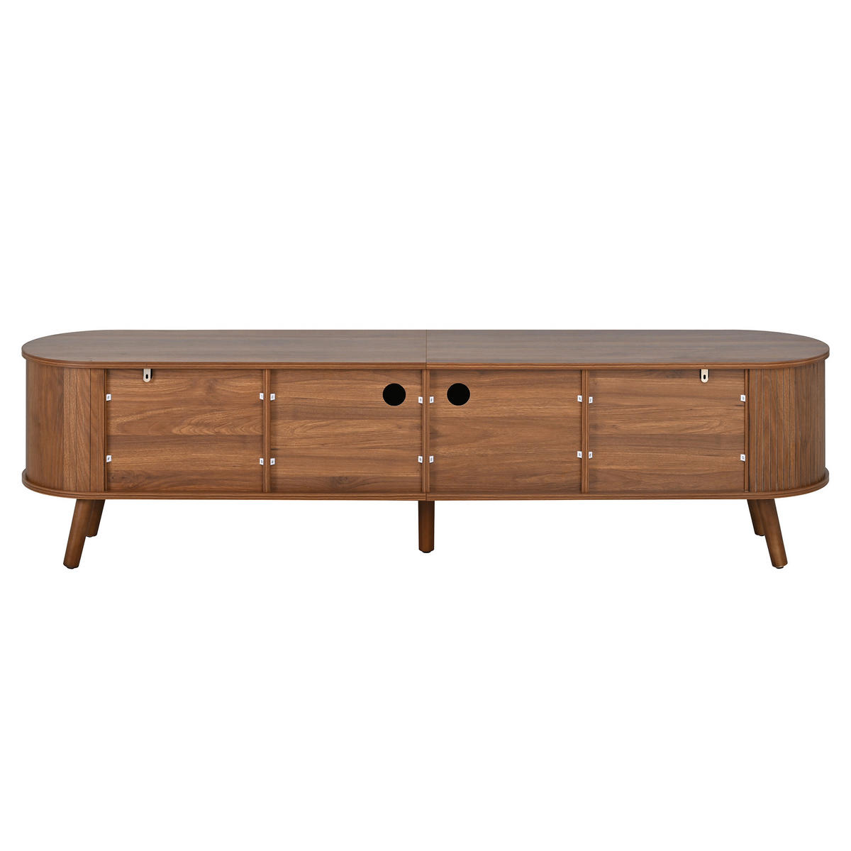 TV LOWBOARD Spiegel Holzoptik Hochschrank Stauraum - Walnussfarben, Holzwerkstoff (180/47/38cm) - Urban Meuble