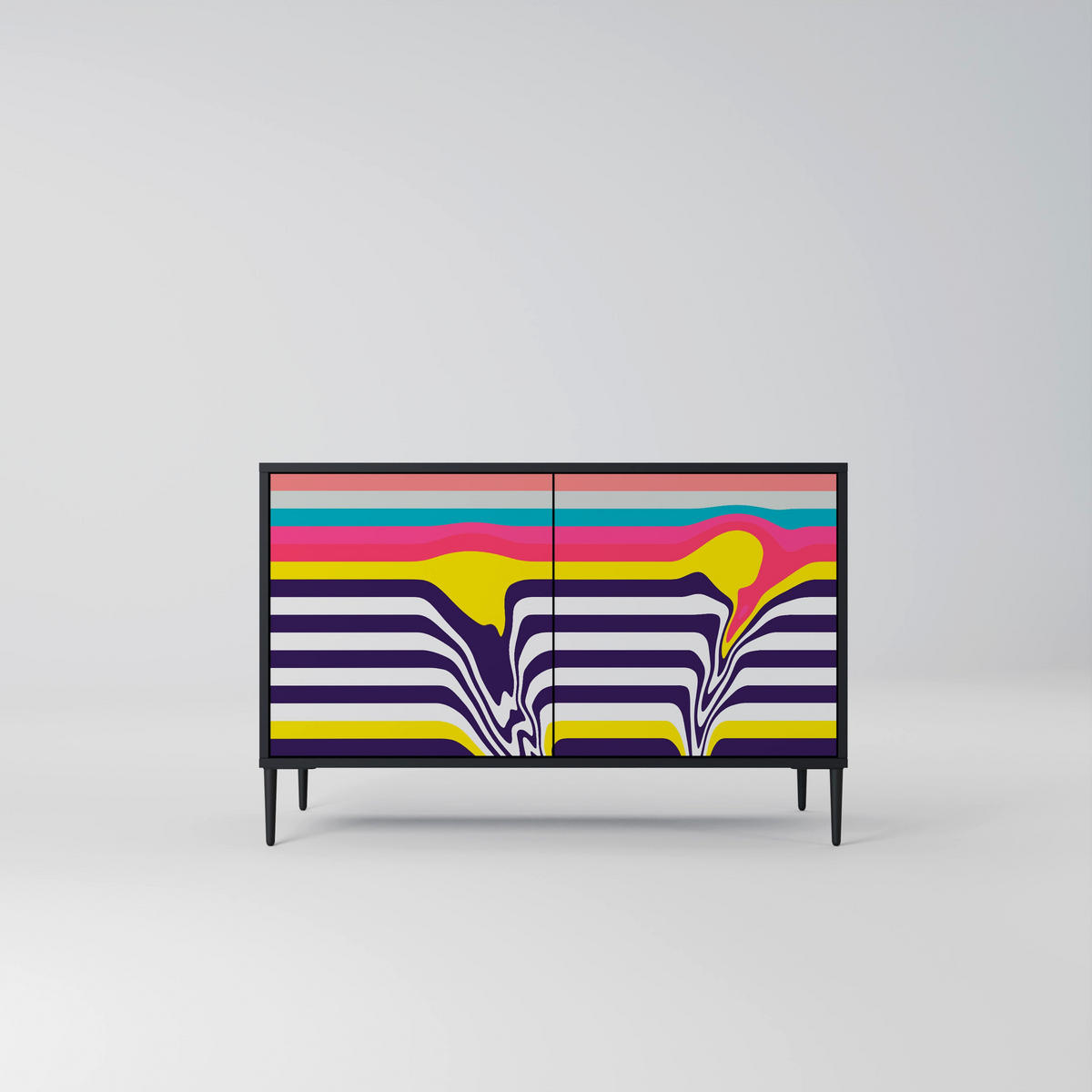 SIDEBOARD TONE COLLAPSE, Eicheneffekt, 111x42x77,5 cm, 2 Türen - Eichefarben/Buchefarben, Holzwerkstoff/Buchenholz (111/77.5/42cm) - SpaceRebels