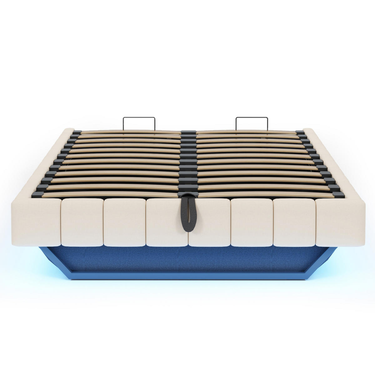 ČALÚNENÁ posteľ 160/200 cm s LED osvetlením, hydraulickým úložným priestorom a bez čela, Béžová - béžová, textil (160/200cm) - Redom