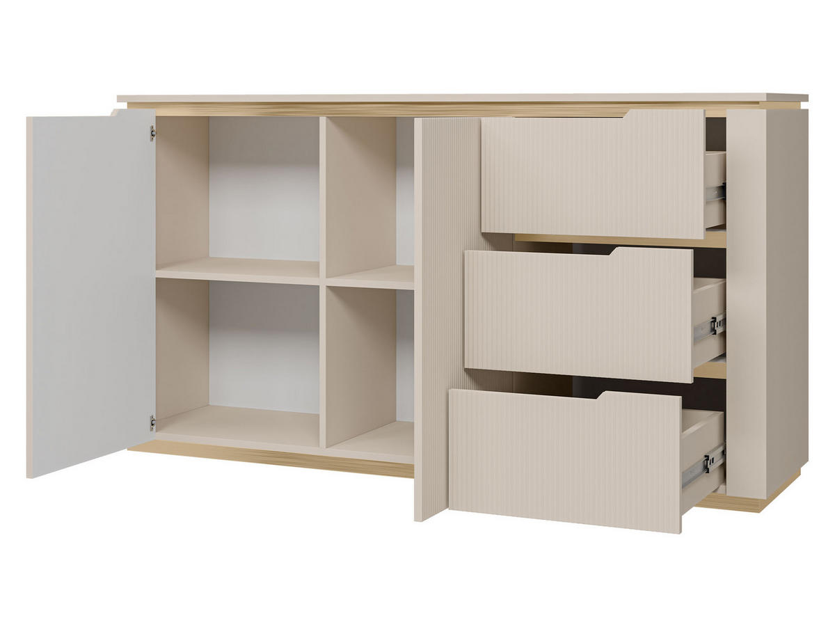 SIDEBOARD Hilafin 2D3S - Sandfarben/Goldfarben, Holzwerkstoff/Kunststoff (153/84/40cm) - MIRJAN24