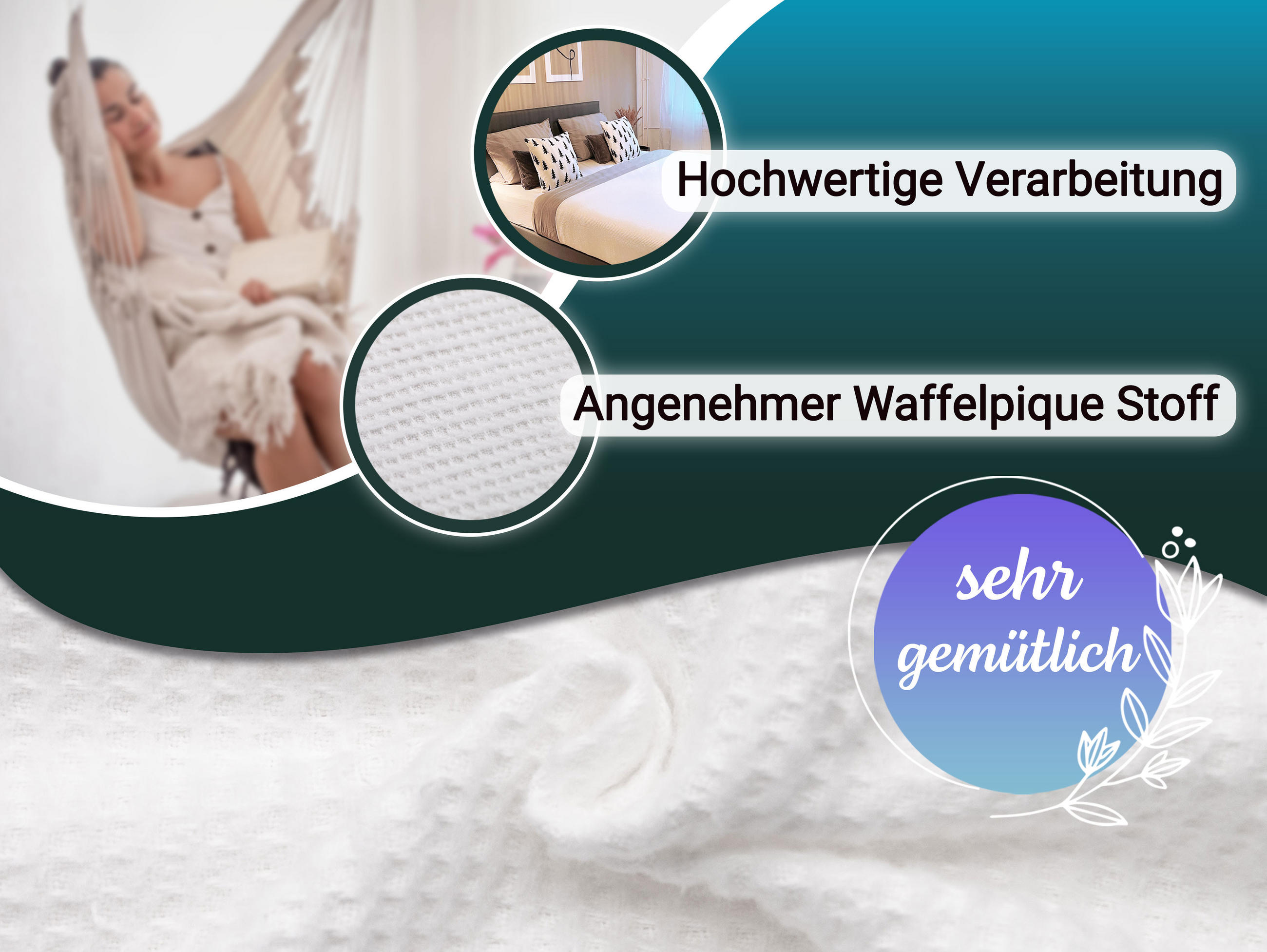 KUSCHELDECKE, 150x225 cm, 100% Baumwolle, Weiß - Weiß, Textil (150/220cm) - Zollner