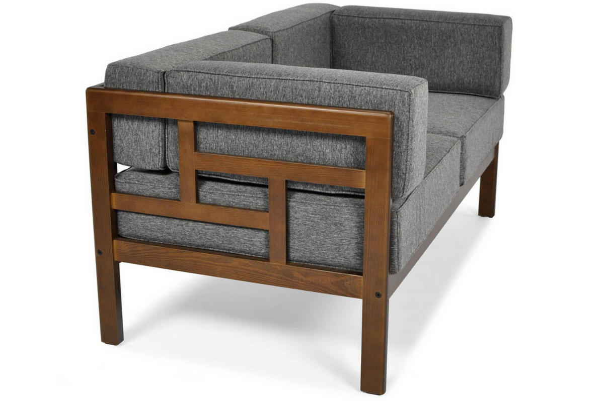 GARTENSOFA Eden Graphit, mit Braun Gestell, Zweisitzer Sofa - Graphitfarben/Braun, Holzwerkstoff (137/72/77cm) - Bettso