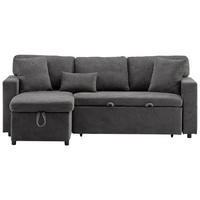 ECKSOFA mit Schlaffunktion und integriertem USB-Anschluss Dunkelgrau Oxford-Stoff 214/131/87 cm - Dunkelgrau, Textil (215/131cm) - OKWISH