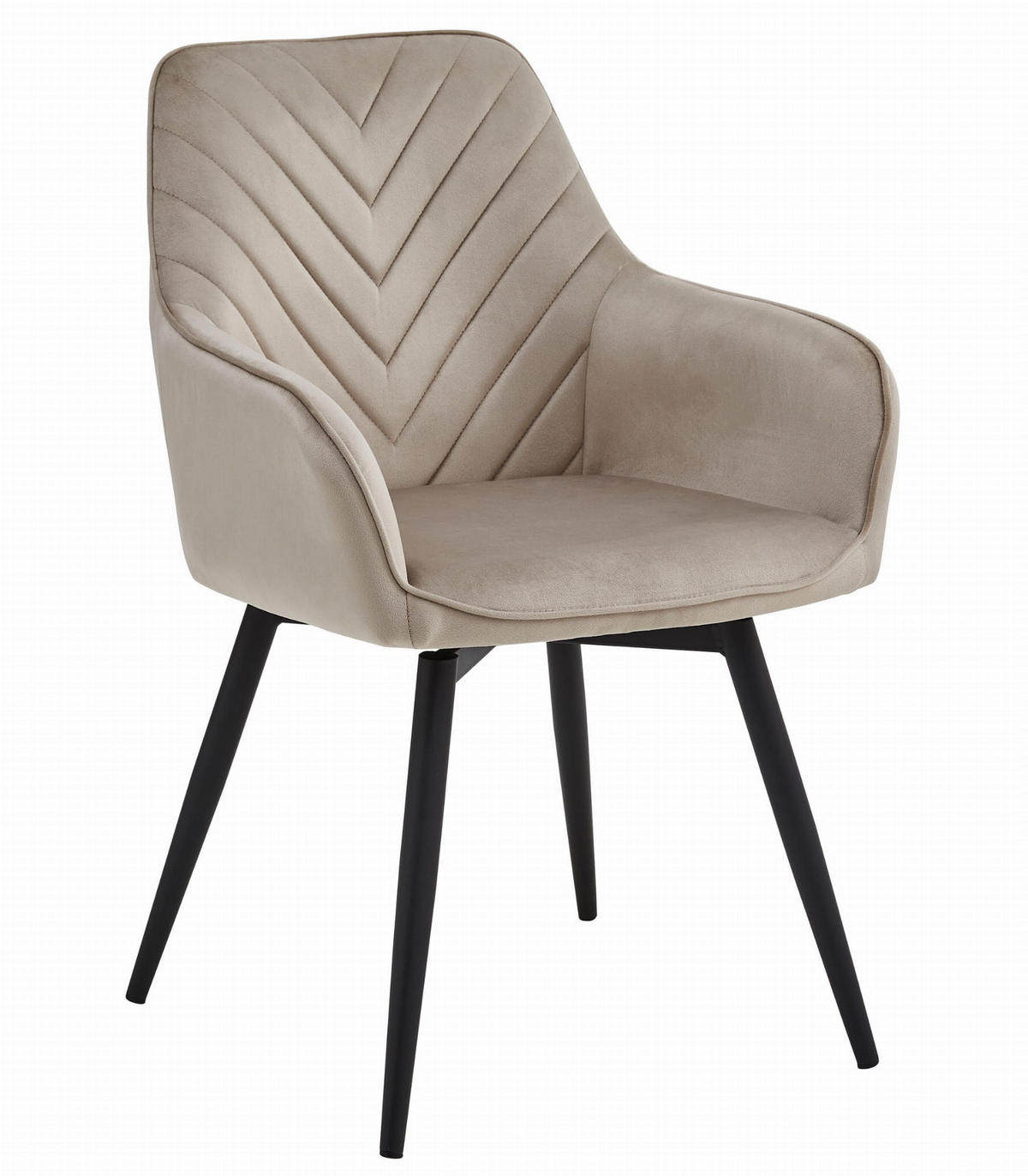 ESSZIMMERSTUHL WAAV360 dunkelbeiger Sitz, schwarze Beine - Beige/Schwarz, Textil (56/83.5/61cm) - Valora