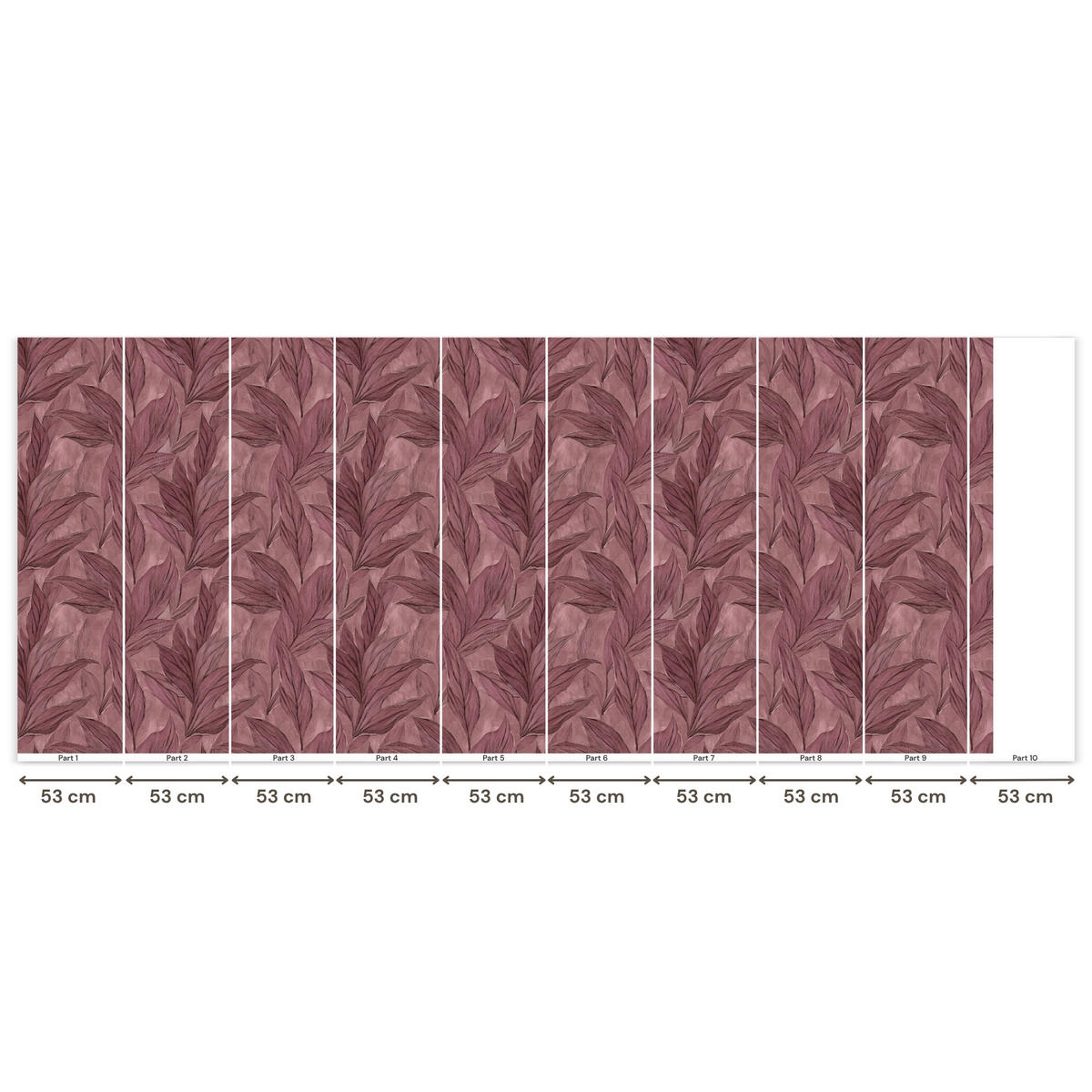 TAPETE - Blätter - Muster - Lila - 500x220 cm - Altrosa, Papier (500/220cm) - OnlyWow
