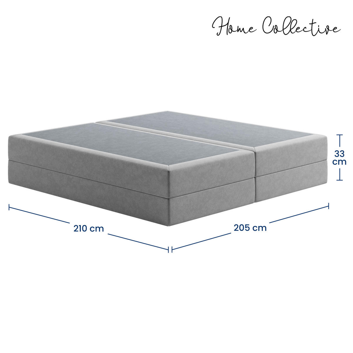 BOXSPRINGBETT mit Bonnell Matratze, 200 x 200 cm, in Grau - Grau, Naturmaterialen (200/200cm) - Home Collective