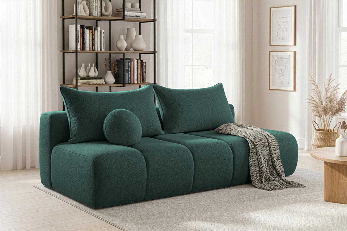 SCHLAFSOFA Milla mit Bettkasten, Petrol Grün 205/97/85 cm - Grün, Textil/Metall (205/97/85cm) - WFL GROUP