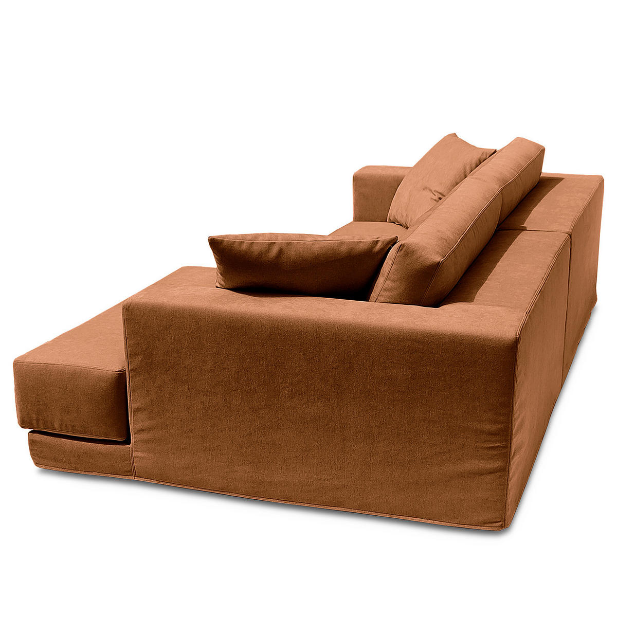 ECKSOFA mit Wechselbezug - Longchair, Webstoff - Schwarz/Kupferfarben, Kunststoff/Textil (260/155cm) - home24