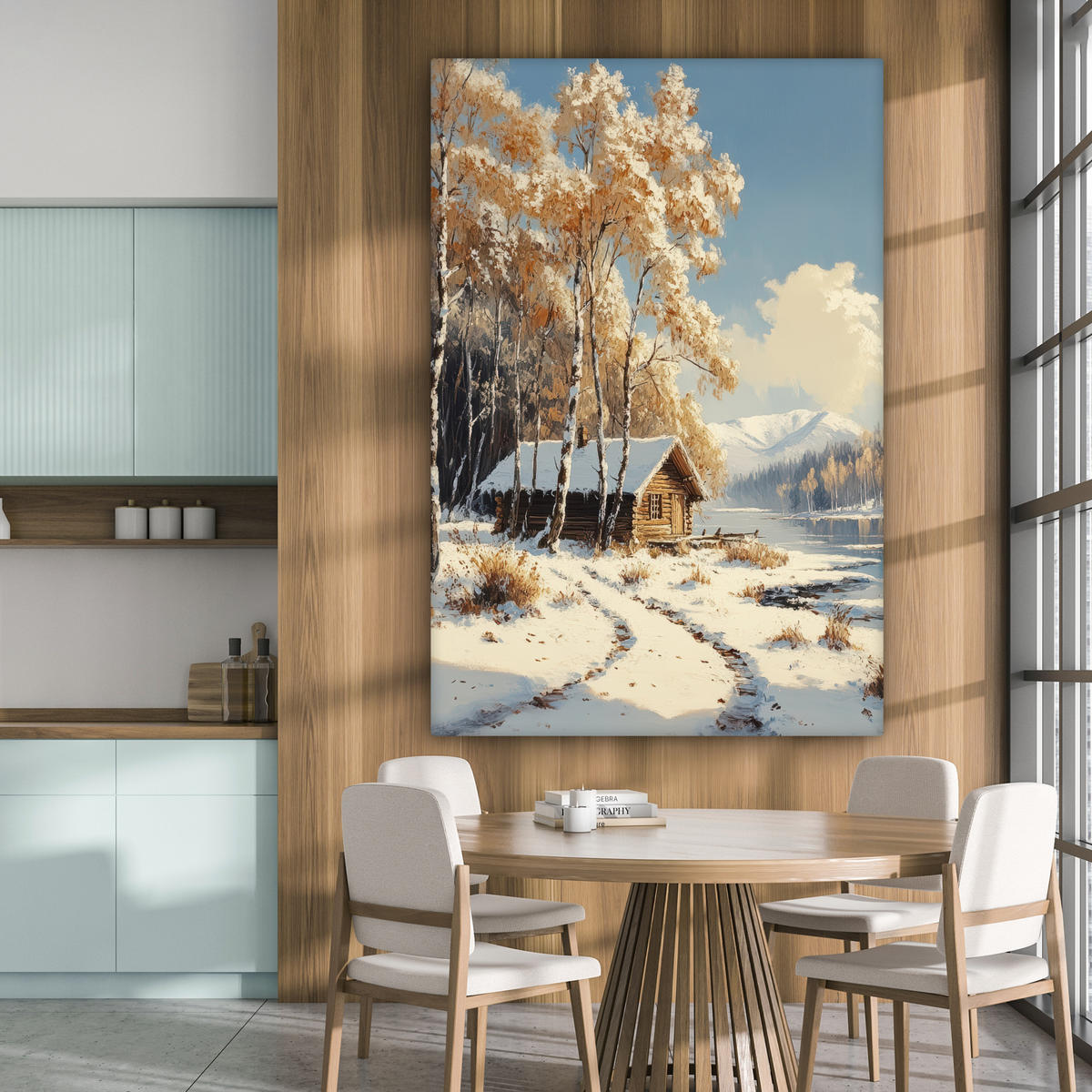 SLIKA NA PLATNU Zima 90x140 cm - svetlo rjava, tekstil (90/140cm) - MuchoWow